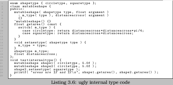 \begin{linespread}{0.75}\lstinputlisting[language=C,caption={ugly internal type code},label=src:shapetype]{src/EBP_shapetype.cpp}\end{linespread}